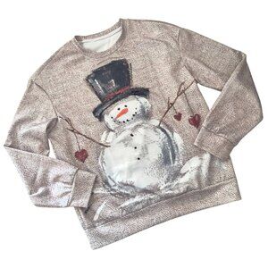 Snowman Sweatshirt Size M Long Sleeve Winter Holiday Graphic Top